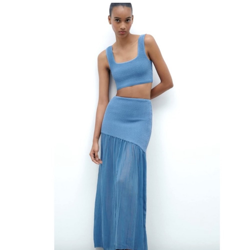 Zara MIXED TEXTURED KNIT SKIRT AND TOP
